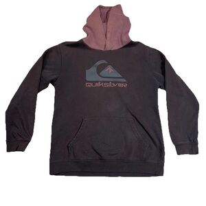 Quiksilver Hoodie Youth XL Gray Mauve Pullover Colorblock Skate Surf
